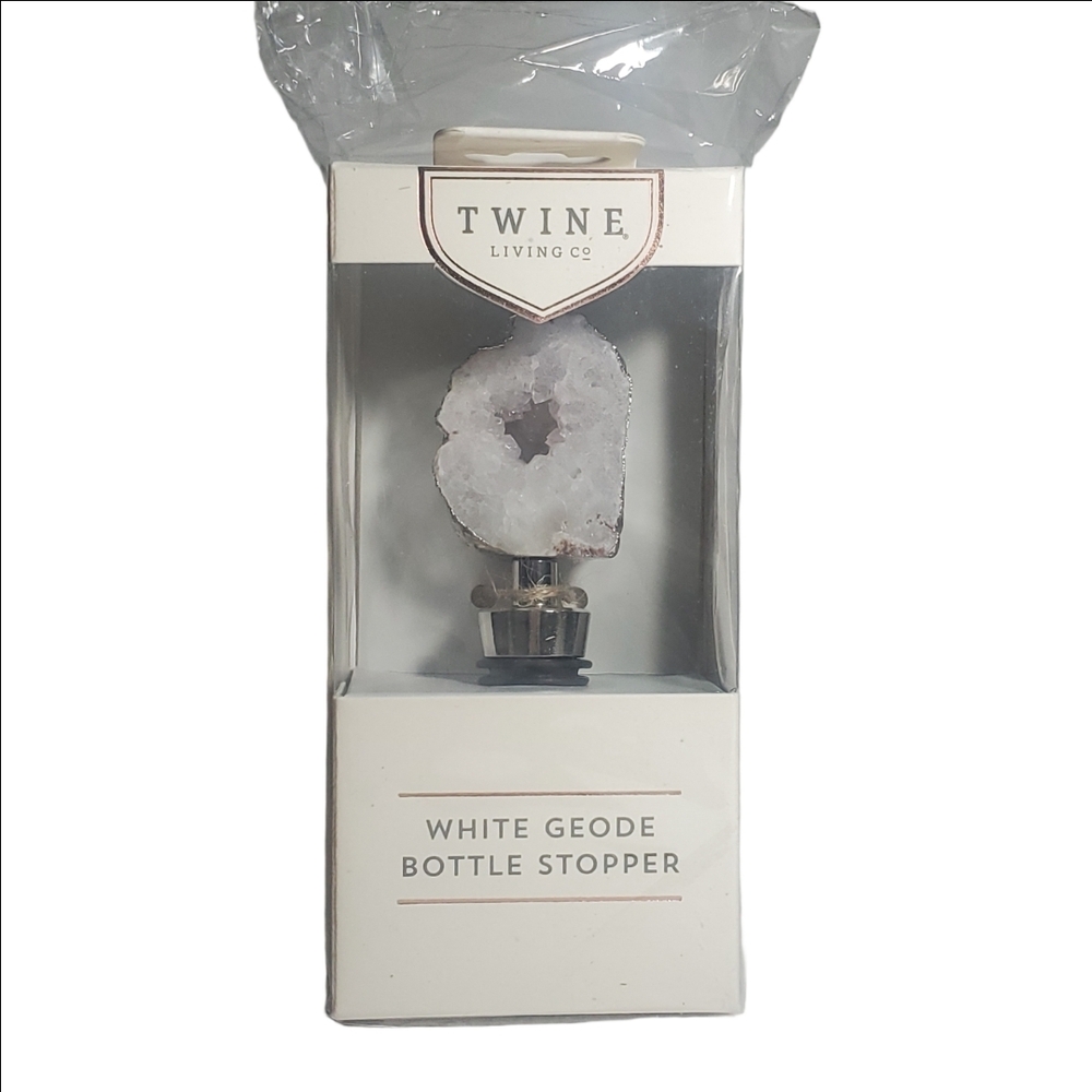 TWINE Living Co. White Geode Silver Plated Wine Bottle Stopper New in Box